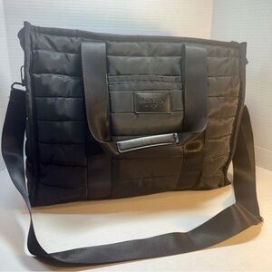 Destination by Sharif 1827Black Quilted Messenger Tote Bag